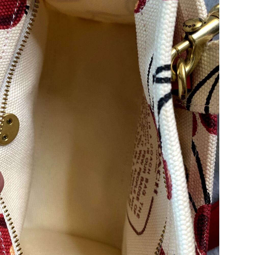 Coach Cargo Mini Tote Bag 20 Chalk Red Cherry Canvas Gold Crossbody NWOT - Picture 8 of 12